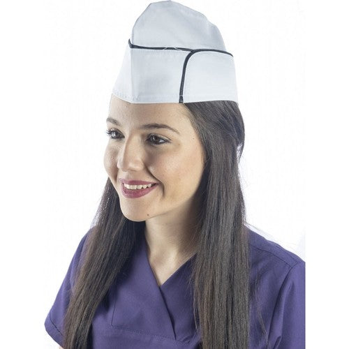 Copy of Unisex baker Short Cap White with blue strip Small Pack of 4