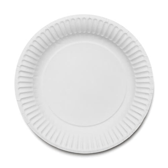 Disposable paper plates white 23cm / 9