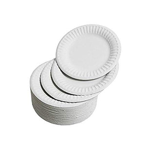 Disposable paper plates white 7'' /180 mm  (pack of 100) - 01641