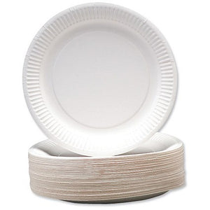 Disposable paper plates white 9'' /(pack of 100) - 01642