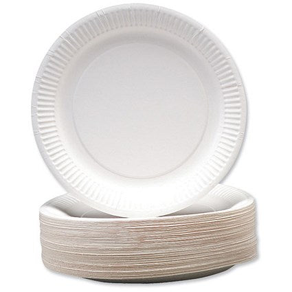 Disposable paper plates white 9'' /(pack of 100) - 01642