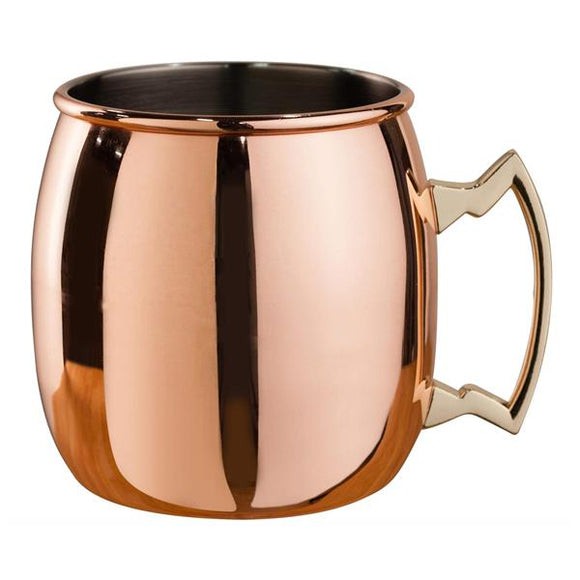 Curved Moscow Mule Mug with Brass Handle 500ml  Copper Plated