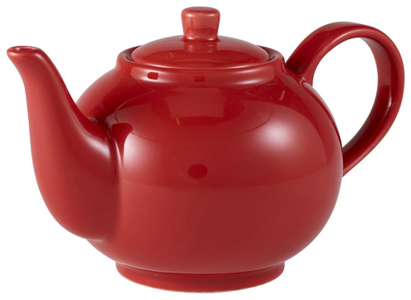 Genware Porcelain Red Teapot 45cl/15.75oz 18.5 x 11.5 x 10cm (L x W x H)