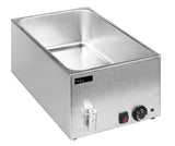 Electric bain marie full gastronorm size counter top with 2x half size 150mmh GN pans and lids