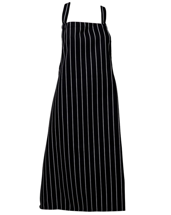 Bib apron black/white stripe polyester 90x105cm