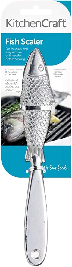 KitchenCraft KCFSCALE Fish Scaler, Aluminium, 22 cm, Silver
