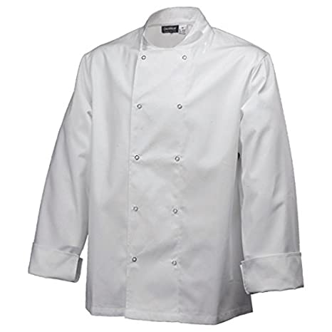 Genware Basic Stud Chef Jacket (Long Sleeve) White  Size XXL  / NJ01