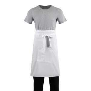 White Bistro waist apron with pocket polycotton W76cm x H50cm