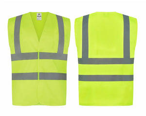 Hi-Viz High Visibility Yellow Workwear Safety Vest Waistcoat Adult Size L